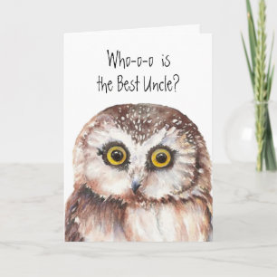 Funny Little Owl Best Uncle Birthday Bird Humor Card
