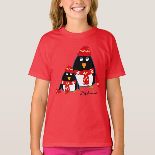 Funny Little Penguins Kids T_Shirt