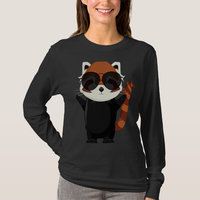 Funny little red panda bear with sunglasses T-Shirt (Front)