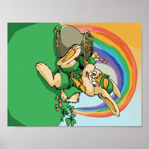 Funny Little Saint Patrick Rabbit Poster