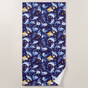 Funny Little Sharks Beach Towel
