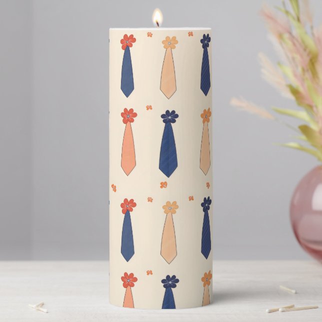 Funny Little Ties Pattern Pillar Candle (In Situ)