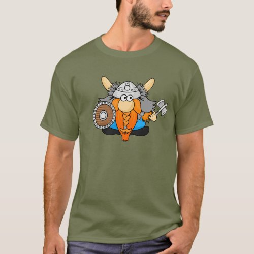 Funny Little Viking Warrior Cartoon Illustration T_Shirt