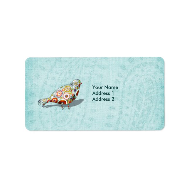 Funny Little Whimsical  Bird Personalized Label (Front)