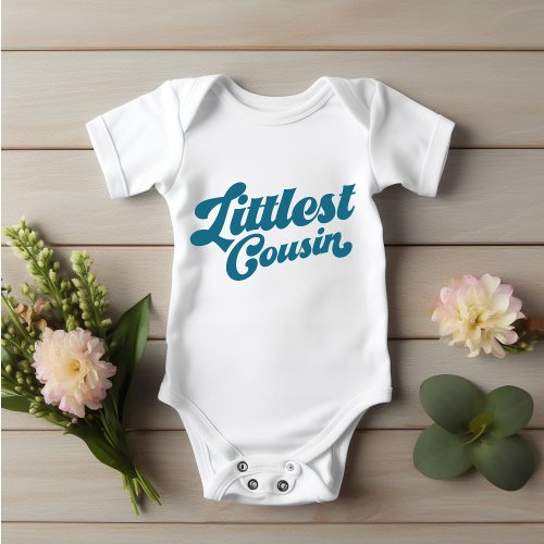 Funny Littlest Cousin  Ocean Blue Matching Family Baby Bodysuit