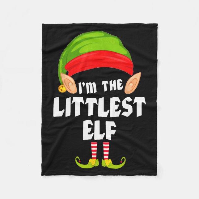 Funny Littlest Elf Matching Family Group Pj Christ Fleece Blanket (Front)
