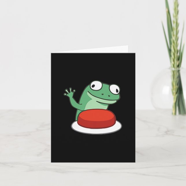 Funny Lizard Button Meme  Card (Front)