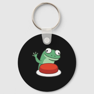 Funny Lizard Button Meme T-shirt.png Keychain