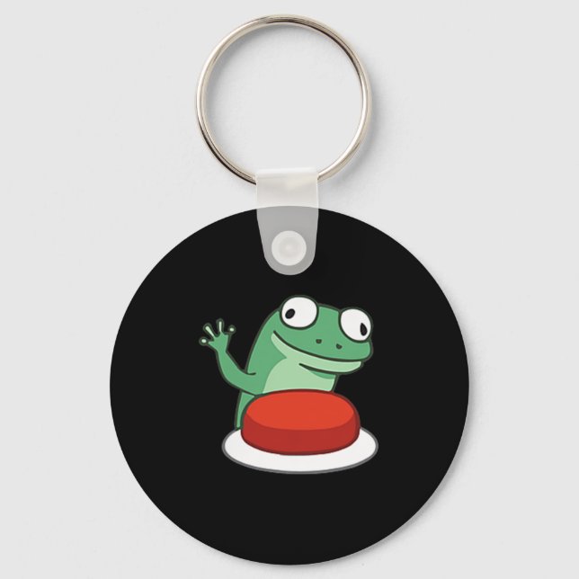 Funny Lizard Button Meme T-shirt.png  Keychain (Front)