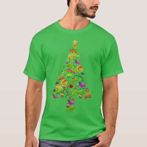 Funny Lizard Christmas Tree Lizard Xmas Women Men  T_Shirt