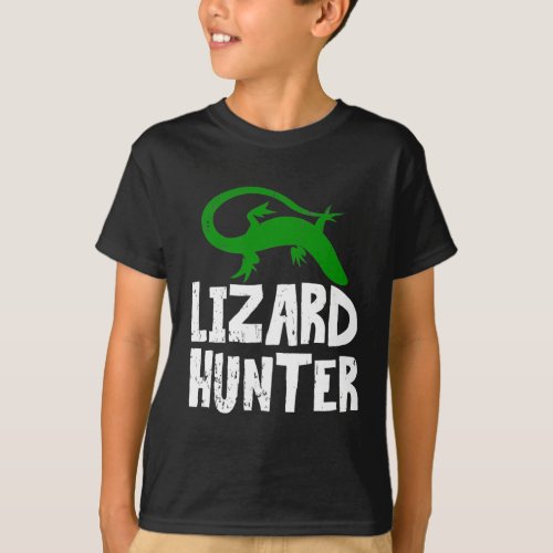 Funny Lizard Hunter Reptile loving Kid T_Shirt