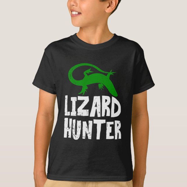 Funny Lizard Hunter Reptile loving Kid T-Shirt (Front)