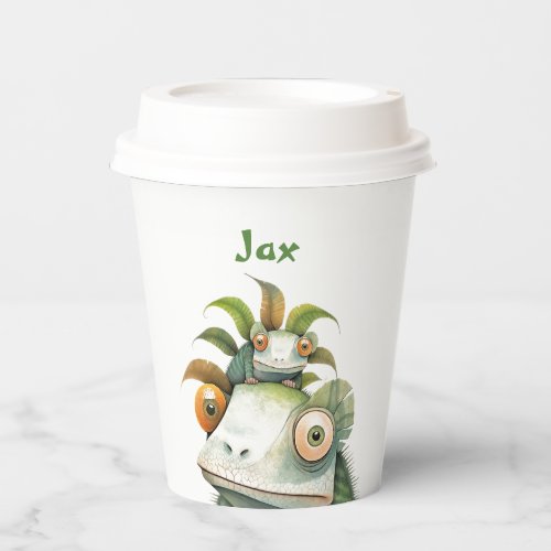 Funny Lizard Personalized Birthday Party Paper Cups