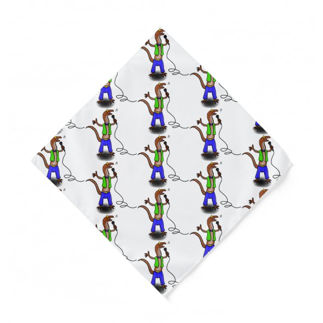 Funny lizard singing with microphone cartoon bandana (Front)