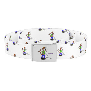 Funny lizard singing with microphone cartoon belt