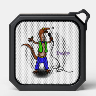 Funny lizard singing with microphone cartoon bluetooth speaker