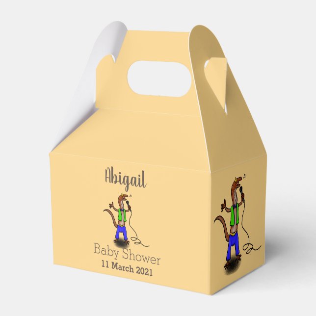 Funny lizard singing with microphone cartoon favor boxes (Front Side)