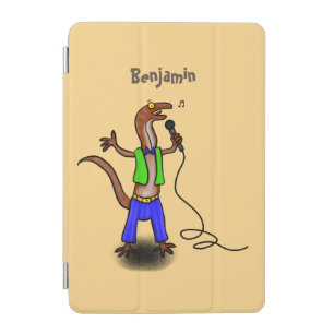 Funny lizard singing with microphone cartoon iPad mini cover