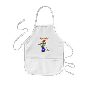 Funny lizard singing with microphone cartoon kids' apron