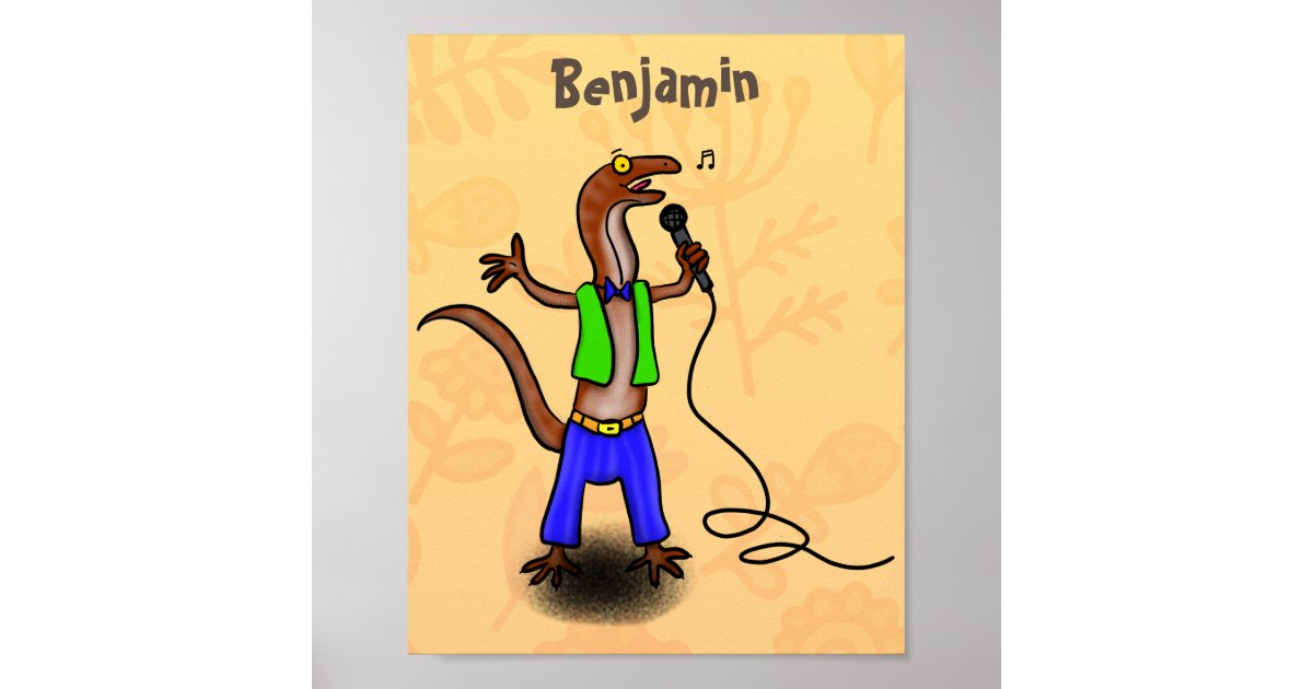 Funny Lizard Singing With Microphone Cartoon Poster Zazzle Com Download cute cartoon pictures and images for your device hd to 4k quality ready for commercial use no attribution required download for free! zazzle
