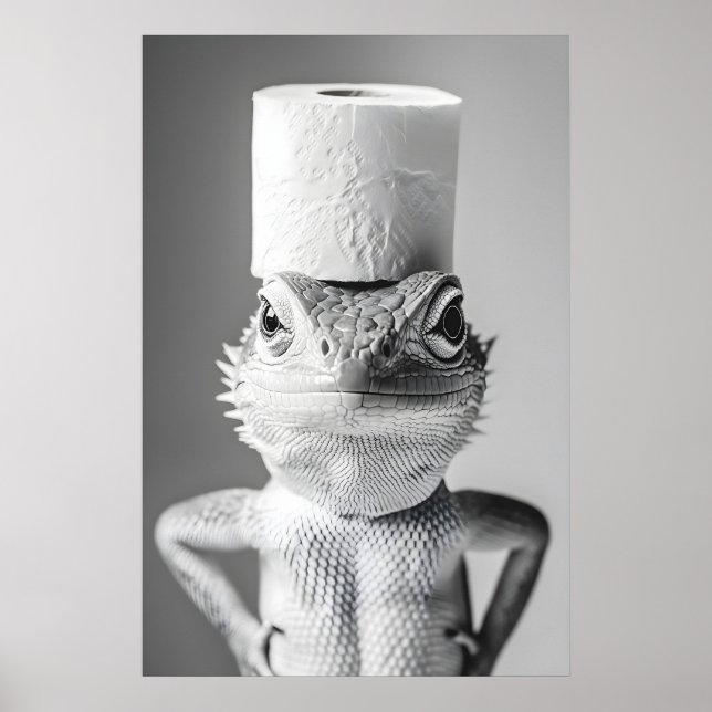 Funny Lizard Toilet Paper Roll Bathroom Print (Front)