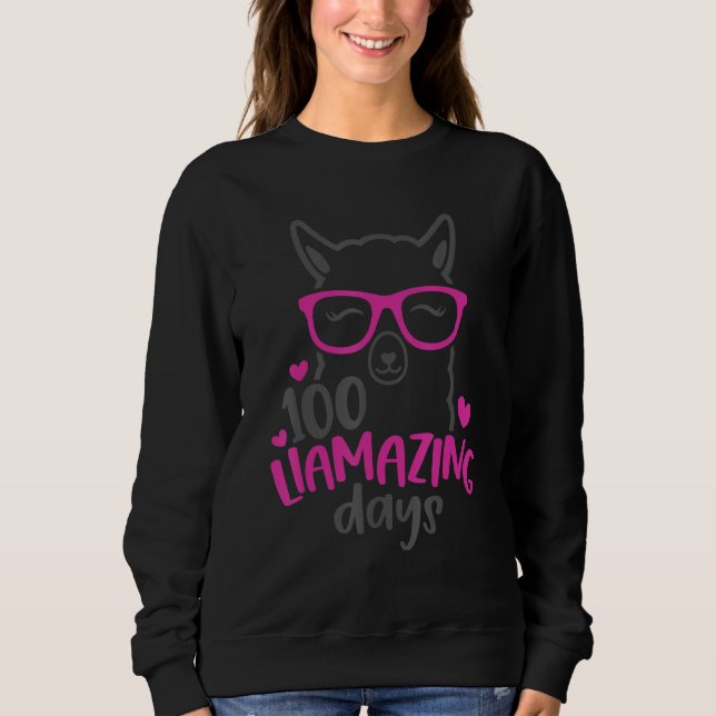 Funny LLama 100 Days of School Shirt Kids 100 Llam (Front)