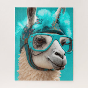 Funny Llama Alpaca Cute Animals Hats Glasses Jigsaw Puzzle