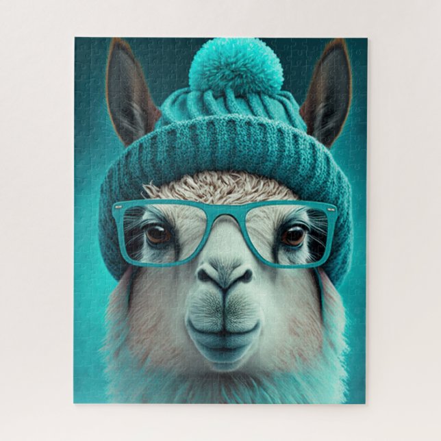 Funny Llama Alpaca Cute Animals Hats Glasses Jigsaw Puzzle (Vertical)