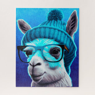 Funny Llama Alpaca Cute Animals Hats Glasses Jigsaw Puzzle