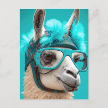 Funny Llama Alpaca Cute Animals Hats Glasses Postcard by azlaird at Zazzle