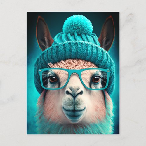 Funny Llama Alpaca Cute Animals Hats Glasses Postcard