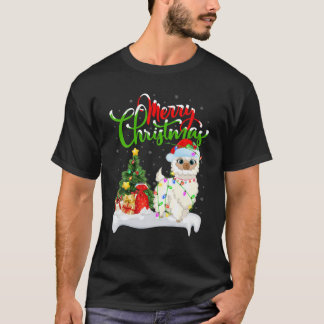 Funny Llama Animal Lover Xmas Lighting Llama Chris T-Shirt