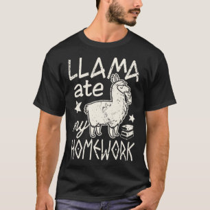 Funny Llama Ate My Homework Alpaca Tee for Boys Gi