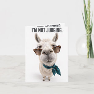 Funny Llama Birthday Card Judging Fisheye Humor
