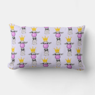 Funny Llama Blowing a Pink Bubble Pattern Lumbar Pillow