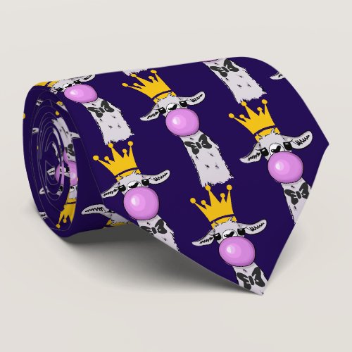 Funny Llama Blowing a Pink Bubble Pattern Neck Tie