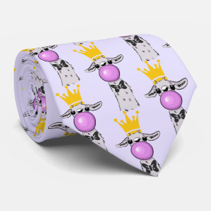 Funny Llama Blowing a Pink Bubble Pattern Neck Tie