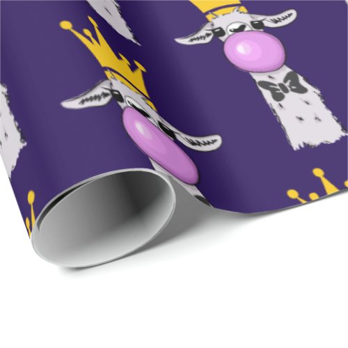 Funny Llama Blowing a Pink Bubble Pattern Wrapping Paper