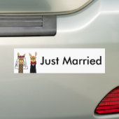 Funny Llama Bride and Groom Wedding Art Bumper Sticker (On Car)