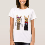 Funny Llama Bride And Groom Wedding Art T-shirt at Zazzle