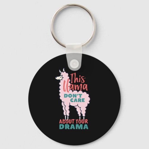 Funny Llama Cartoon Dont Care About Your Drama Keychain