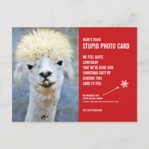 Funny Llama Christmas Stupid Photo Card Postcard