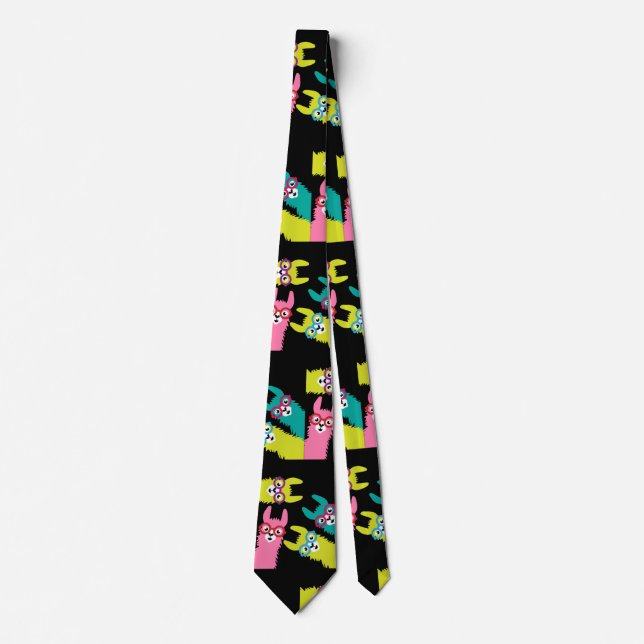 Funny Llama Colorful Camelid  Neck Tie (Front)