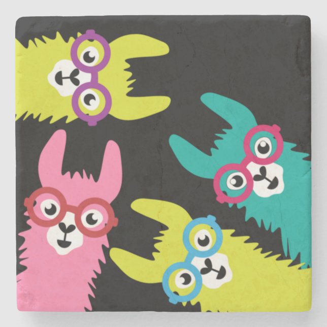 Funny Llama Colorful Camelid  Stone Coaster (Front)