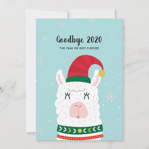 Funny Llama Covid Christmas New Years Custom Photo Holiday Card
