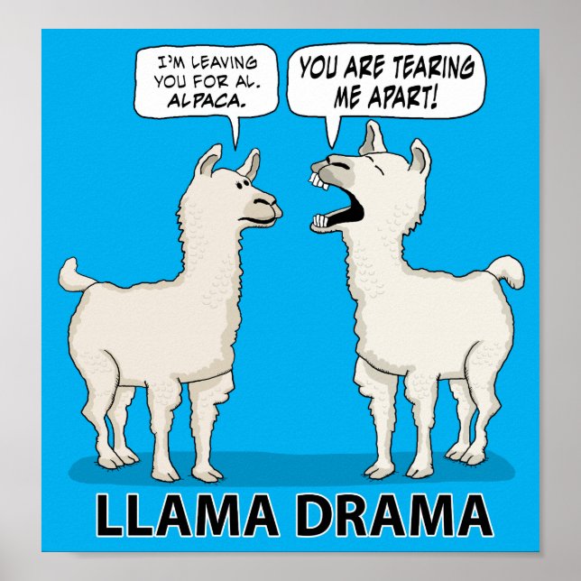 Funny Llama Drama Poster (Front)