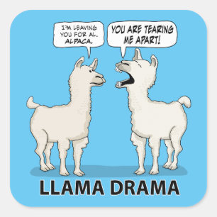 Funny Llama Drama Square Sticker