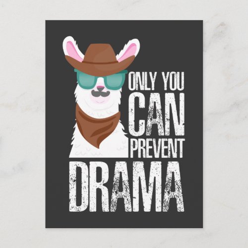Funny Llama Dramatic Drama Alpaca Pun Animal Postcard