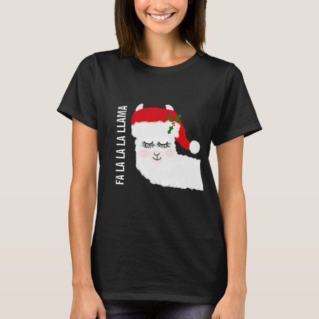 Funny Llama Fa La La Llama Christmas T-Shirt (Front)