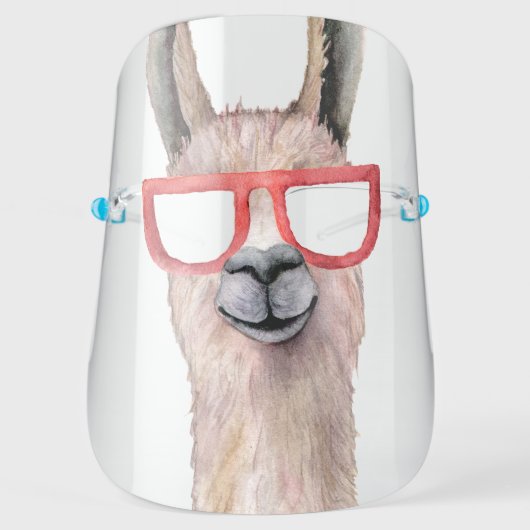 Funny Llama Face Nerd Glasses Shield (Front)